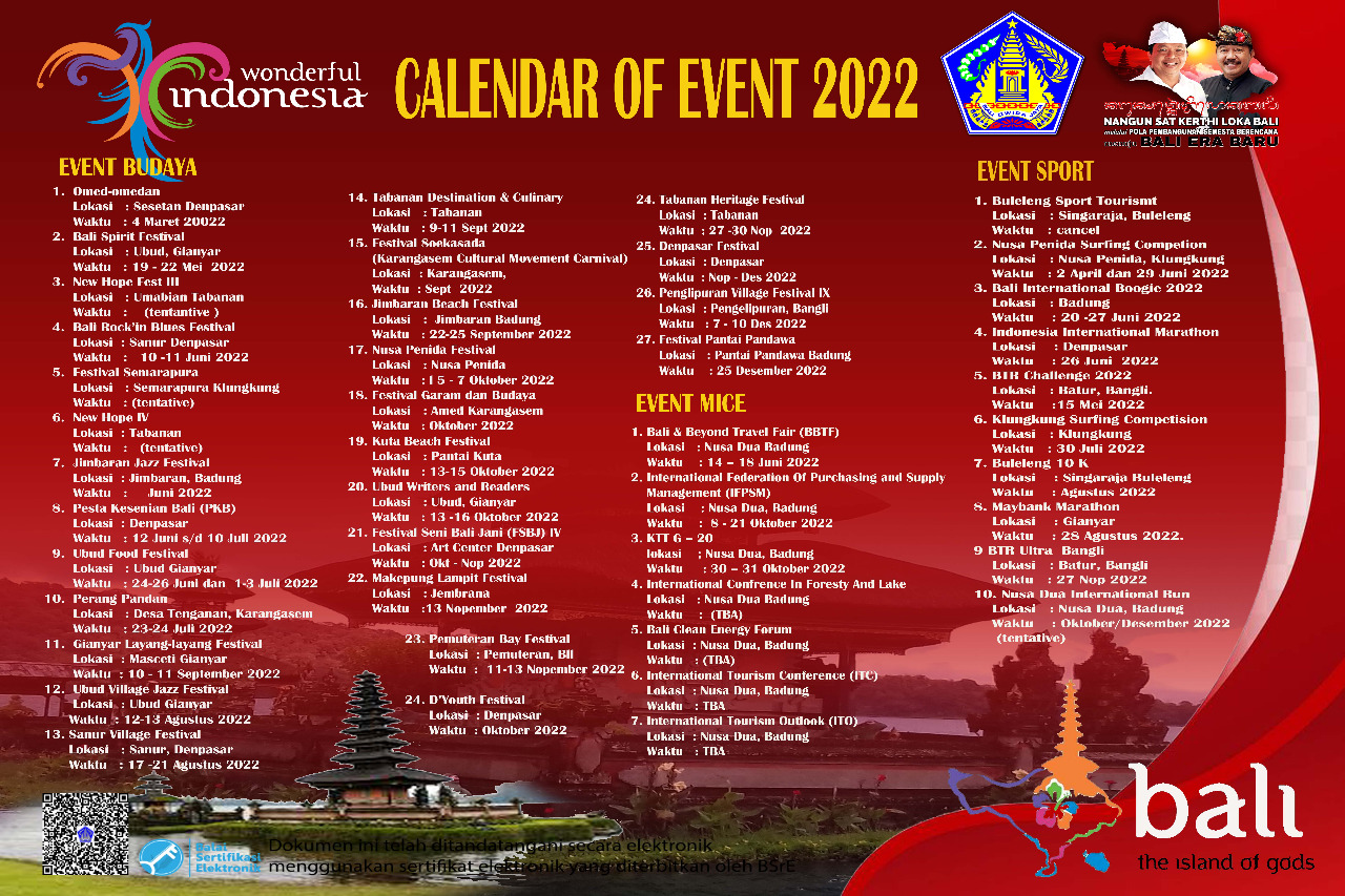 KALENDER KEGIATAN TAHUN 2022 Pemerintah Provinsi Bali